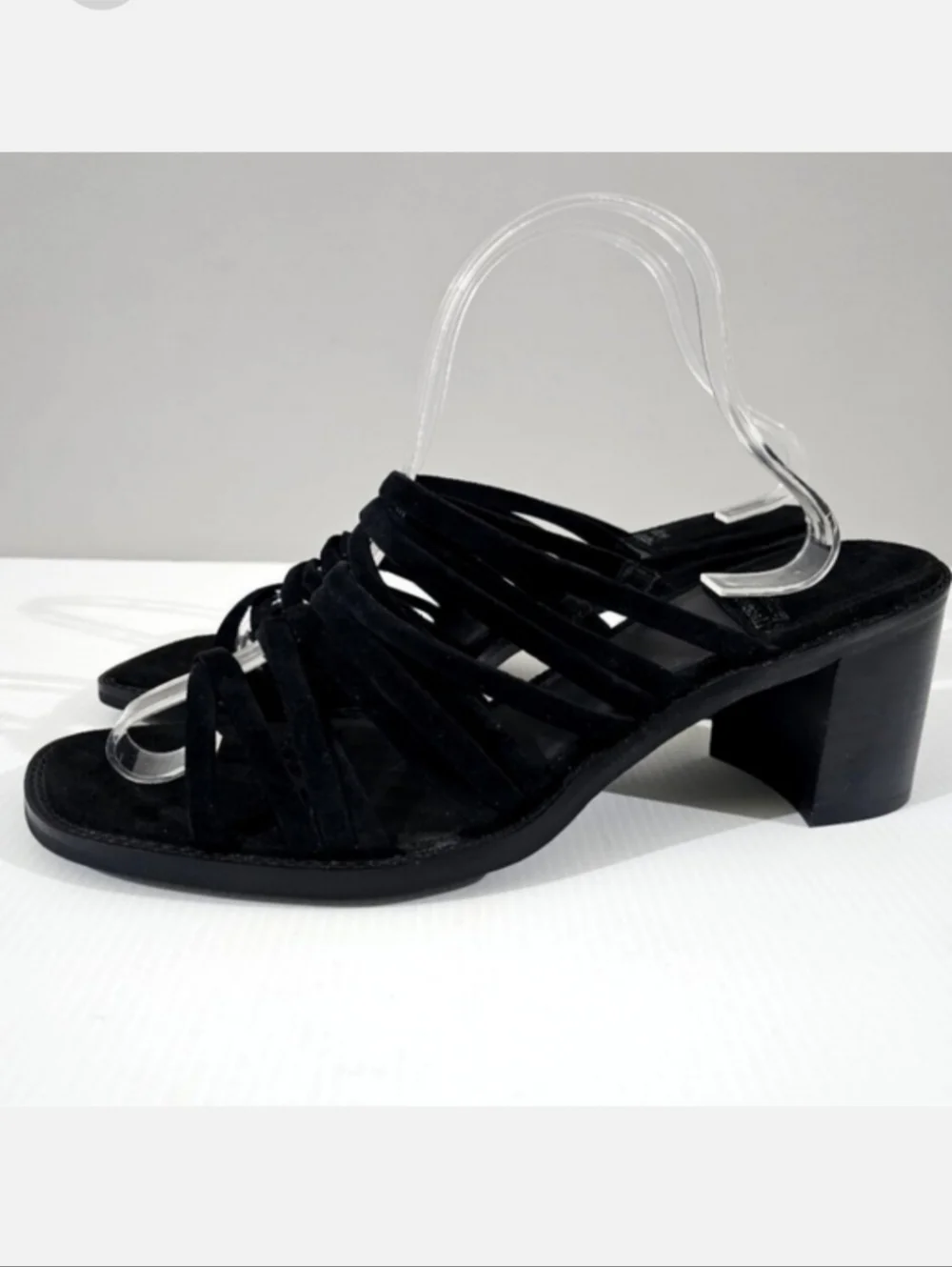 Jeffrey Campbell Intertwine Slide Sandal Womens 11 Black Suede Block Heel